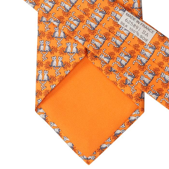 Hermes Men's Silk Tie Whimsical Lemurs Pattern 625891 | Necktie Cravate