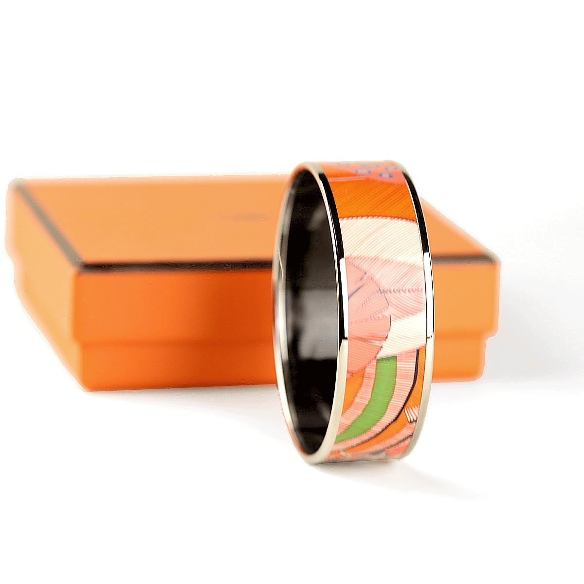 Hermes Bracelet 65 Wide Enamel Palladium Silver | Bangle SHW