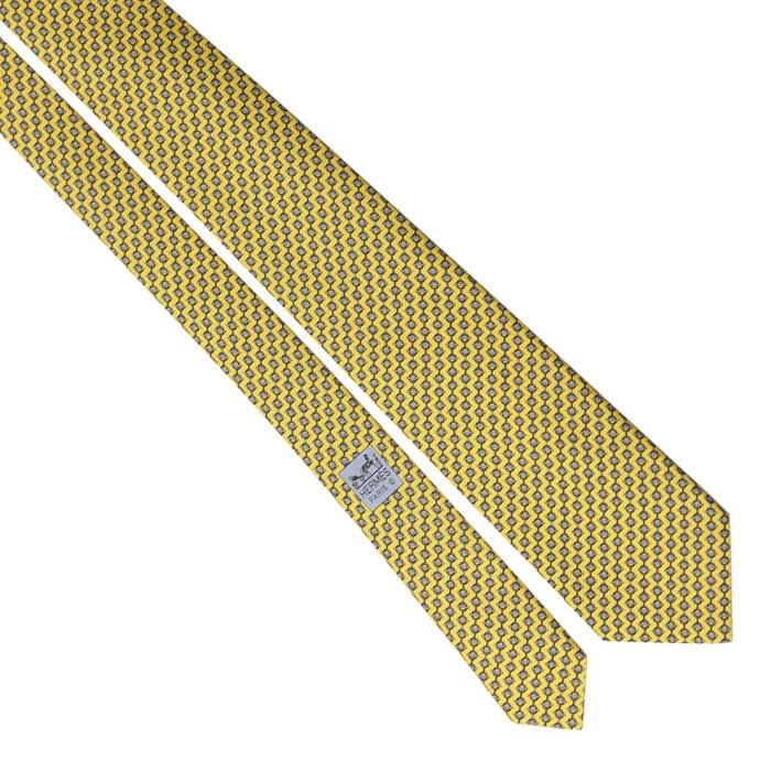 Hermes Men's Silk Tie Equestrian Geometric Pattern 605778 | Necktie Cravate