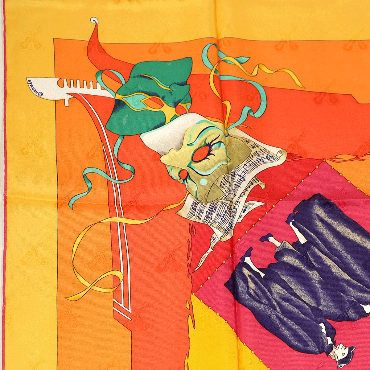 Hermes Scarf Jacquard "Le Carnaval de Venise" by Hubert de Watrigant 90cm Silk | Carre Foulard