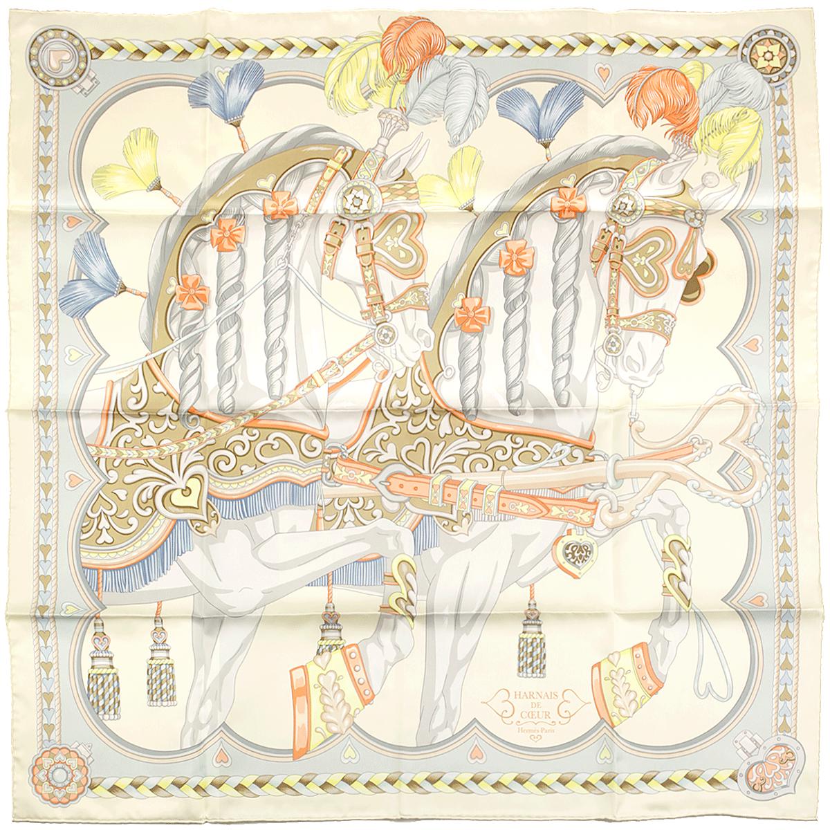 Hermes Scarf "Harnais de Coeur" by Daiske Nomura 90cm Silk | Carre Foulard