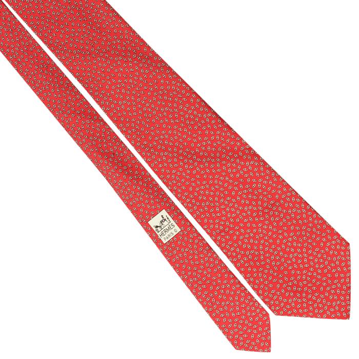 Hermes Men's Silk Tie Geometric Chaine d'Ancre Pattern 5107 | Necktie Cravate