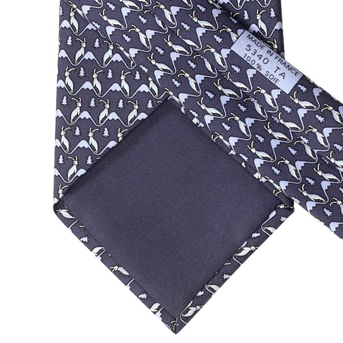 Hermes Men's Silk Tie Whimsical Mountain Goats Pattern 5340