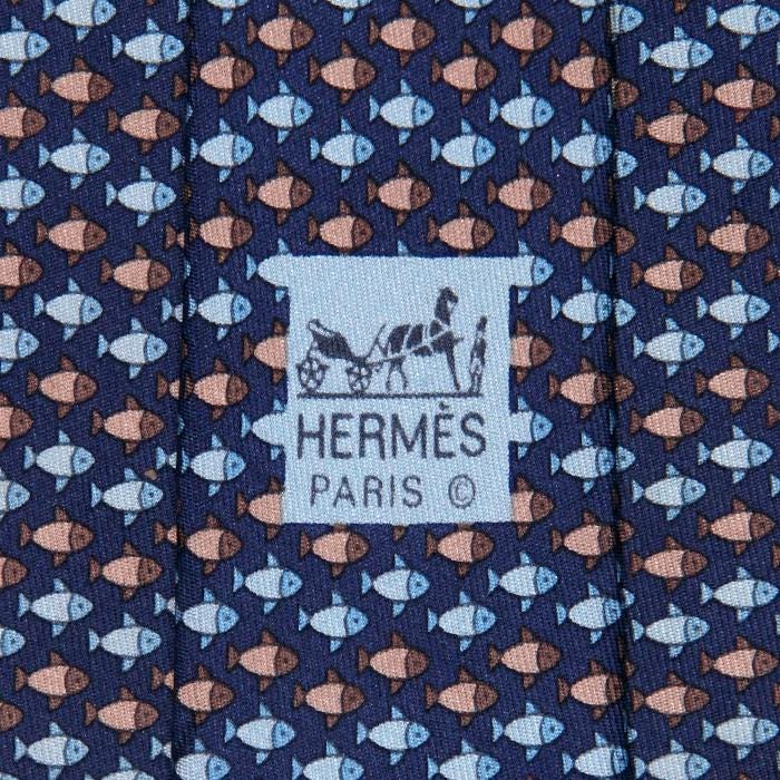 Hermes Men's Silk Tie Fish Pattern 7862 | Necktie Cravate