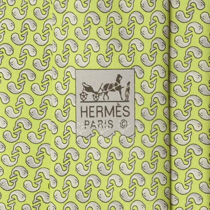 Hermes Men's Silk Tie Whimsical Whales Pattern 605810 | Necktie Cravate