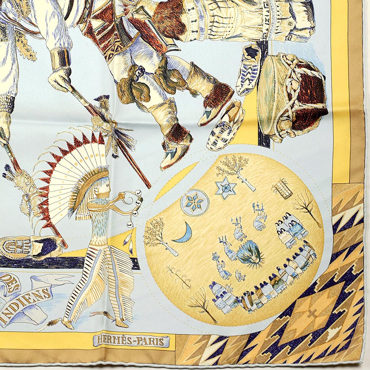 Hermes Scarf "Les Danses des Indiens" by Kermit Oliver 90cm Silk | Carre Foulard