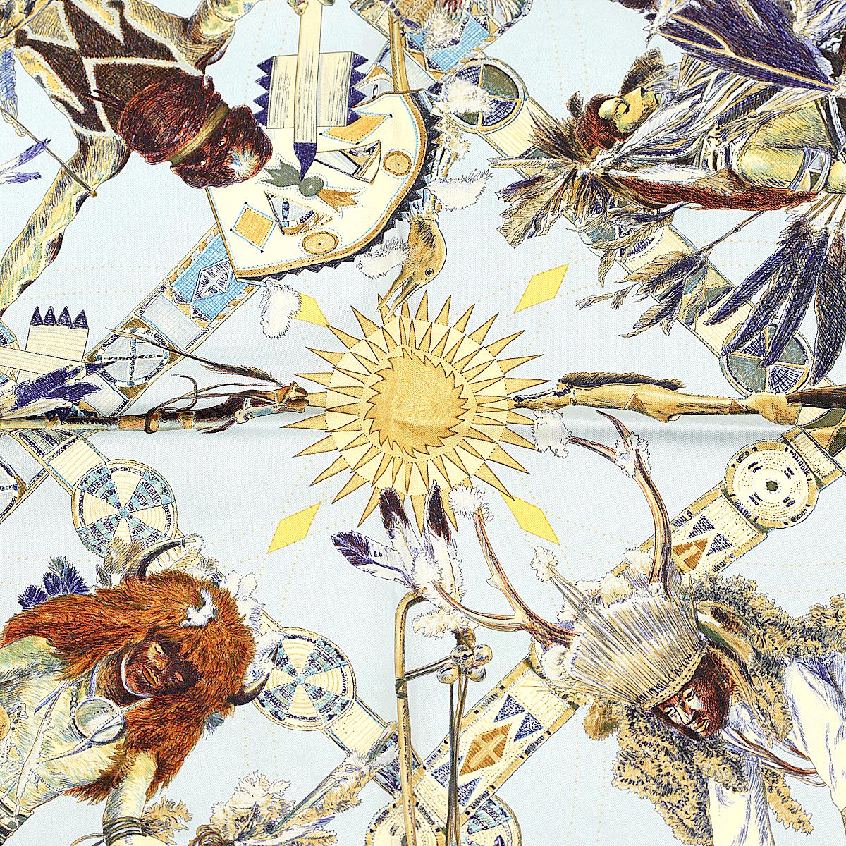 Hermes Scarf "Les Danses des Indiens" by Kermit Oliver 90cm Silk | Carre Foulard