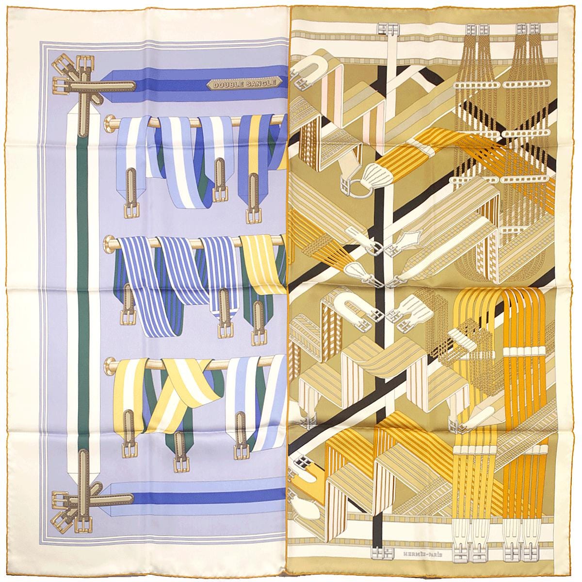 Hermes Scarf "Double Sangle" by Virginie Jamin and Joachim Metz 90cm Silk | Foulard Carre