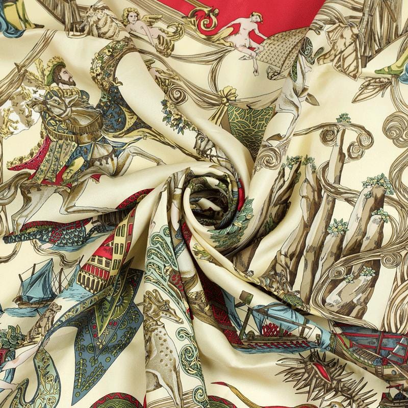 Hermes Scarf "Au Fil de la Soie" by Annie Faivre 90cm Silk | Carre Foulard