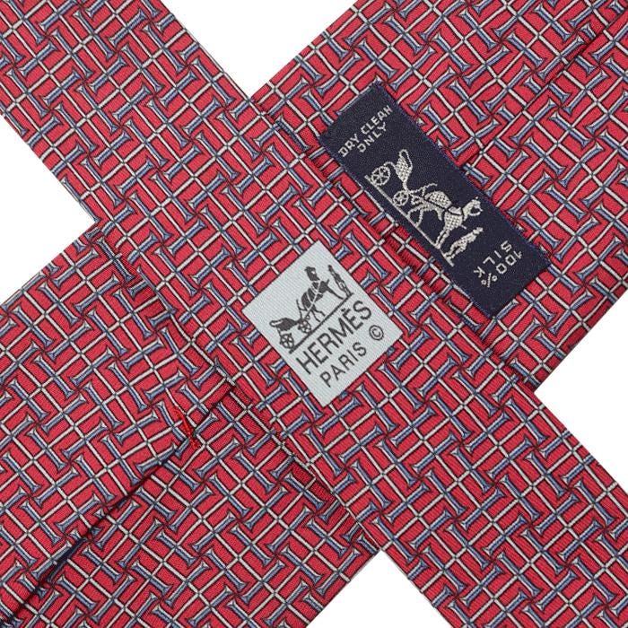 Hermes Men's Silk Tie H Geometric Pattern 5249 | Necktie Cravate