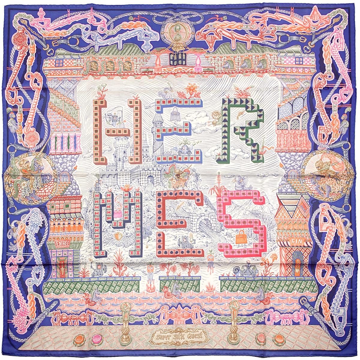 Hermes Scarf "Super Silk Quest" by Elias Kafouros 90cm Silk | Carre Foulard