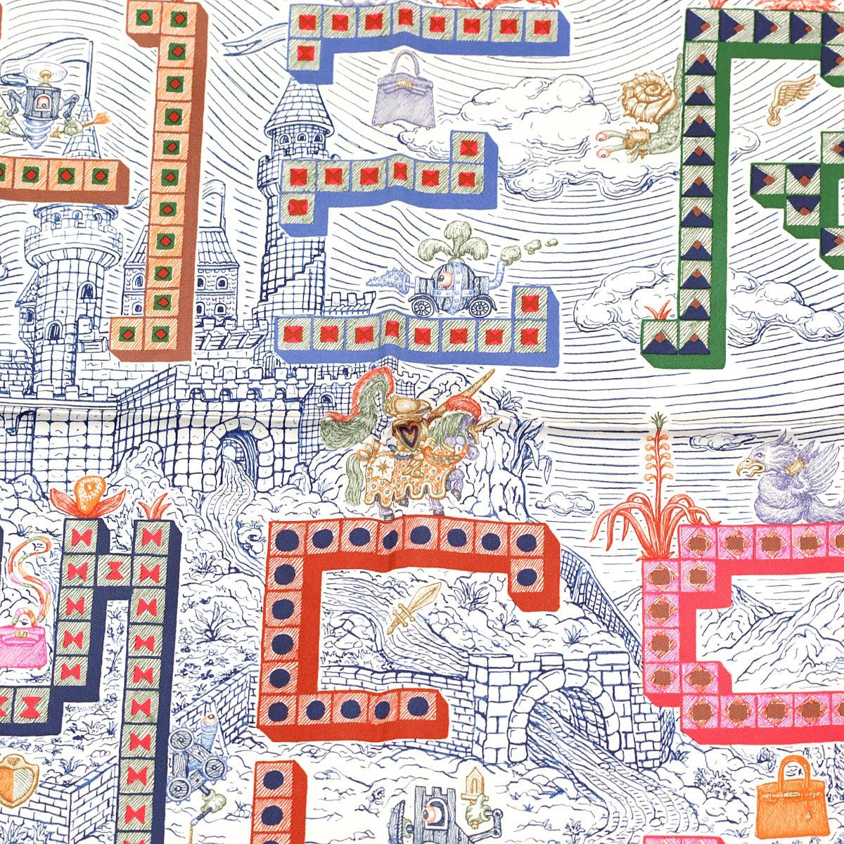 Hermes Scarf "Super Silk Quest" by Elias Kafouros 90cm Silk | Carre Foulard