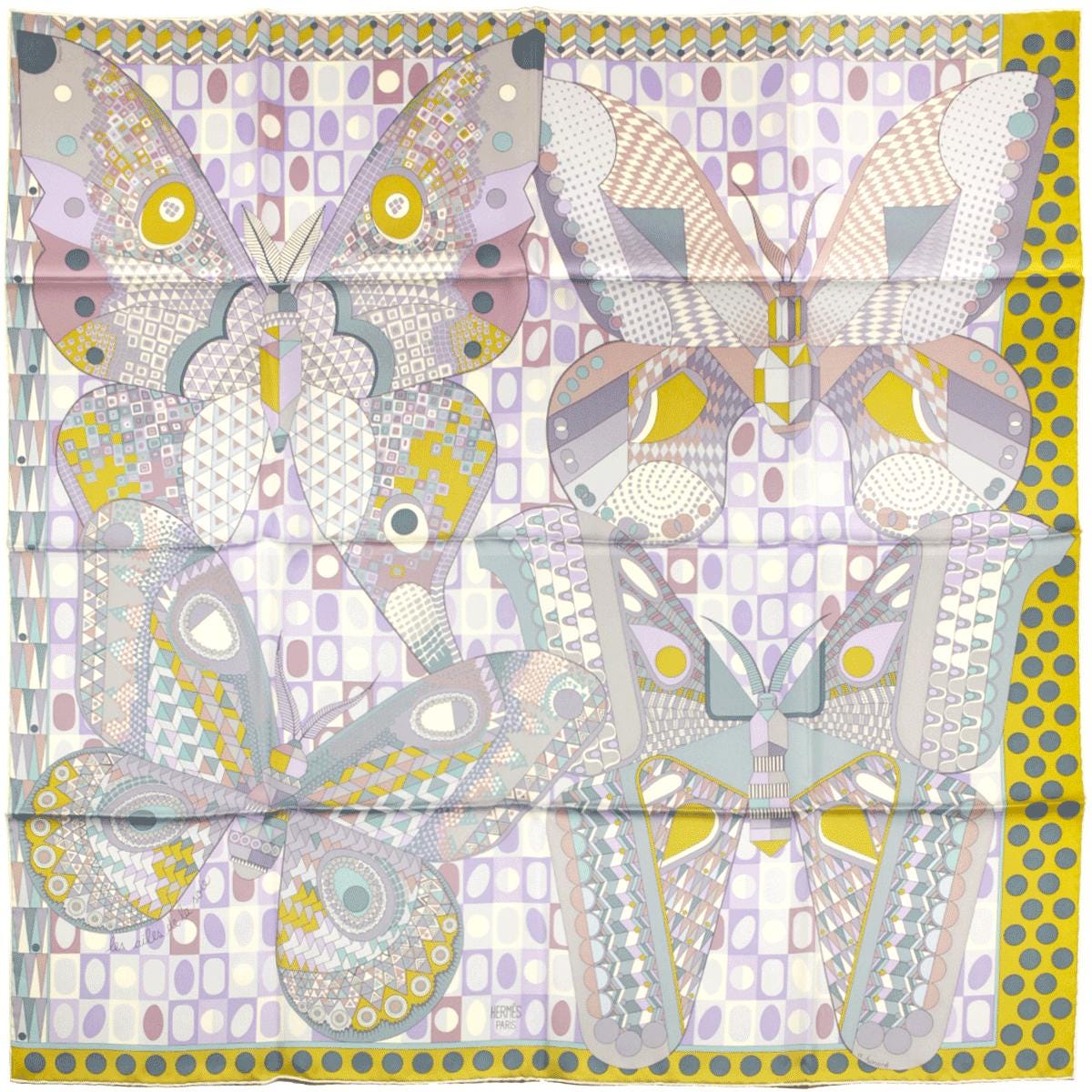 Hermes Scarf "Les Ailes de la Soie" by Aline Honore 90cm Silk | Carre Foulard