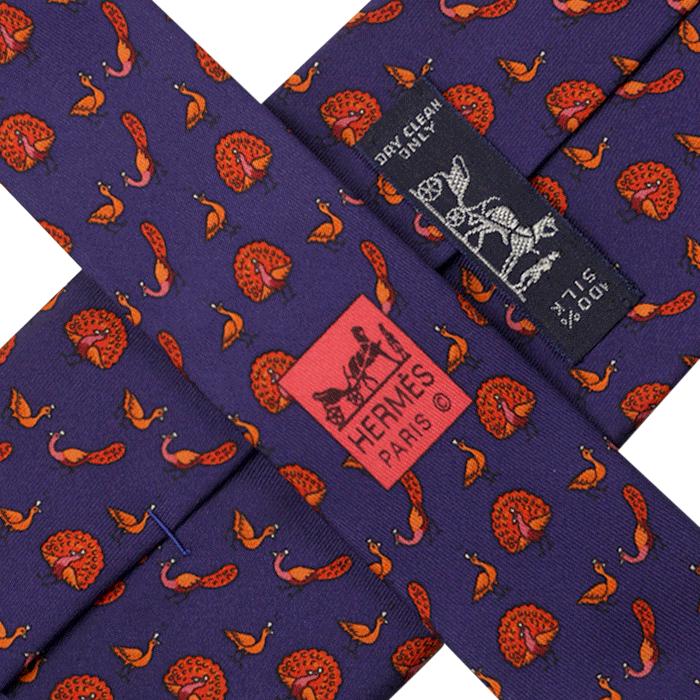 Hermes Men's Silk Tie Whimsical Peacocks Pattern 5387 | Necktie Cravate