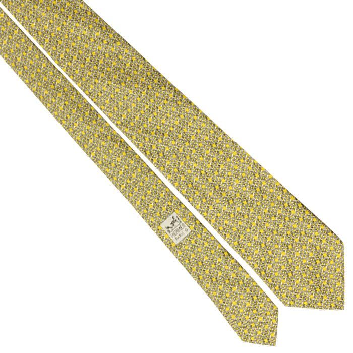 Hermes Men's Silk Tie Geometric Rings Pattern 605743 | Necktie Cravate