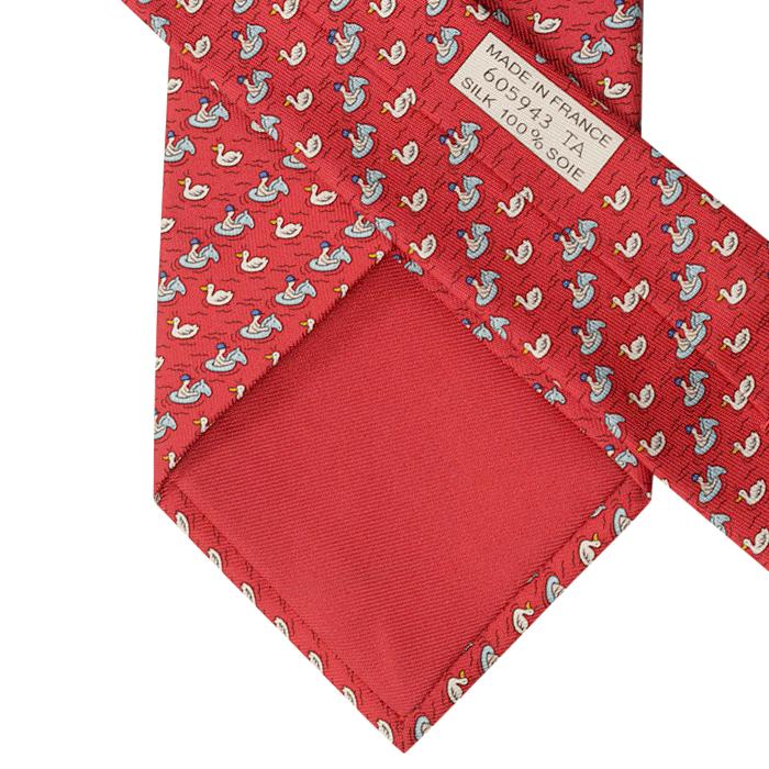 Hermes Men's Silk Tie Whimsical Pool Horses and Ducks Pattern 605943 | Necktie Cravate