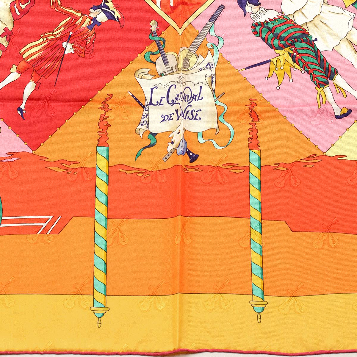 Hermes Scarf Jacquard "Le Carnaval de Venise" by Hubert de Watrigant 90cm Silk | Carre Foulard