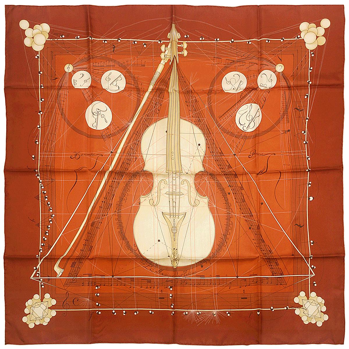 Hermes Scarf "La Musique des Spheres" by Zoe Pauwels 90cm Silk