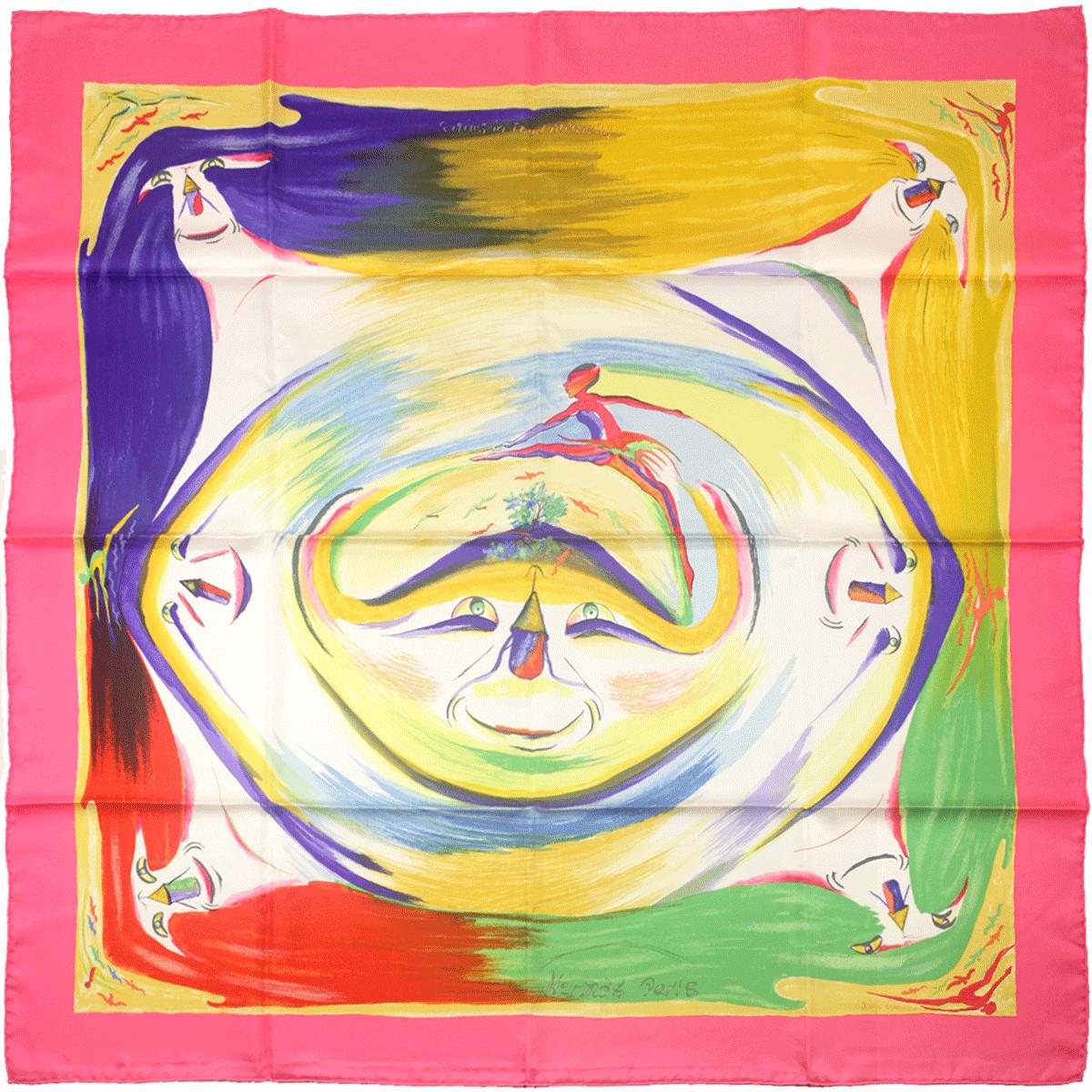 Hermes Scarf "Smiles in Third Millenary" by Sefedin Kwumi 90cm Silk | Carre Foulard