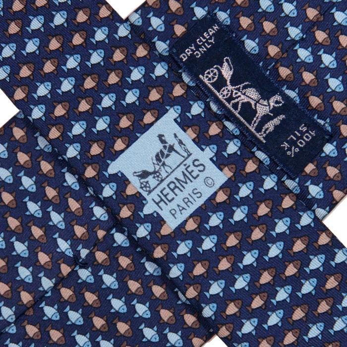 Hermes Men's Silk Tie Fish Pattern 7862 | Necktie Cravate