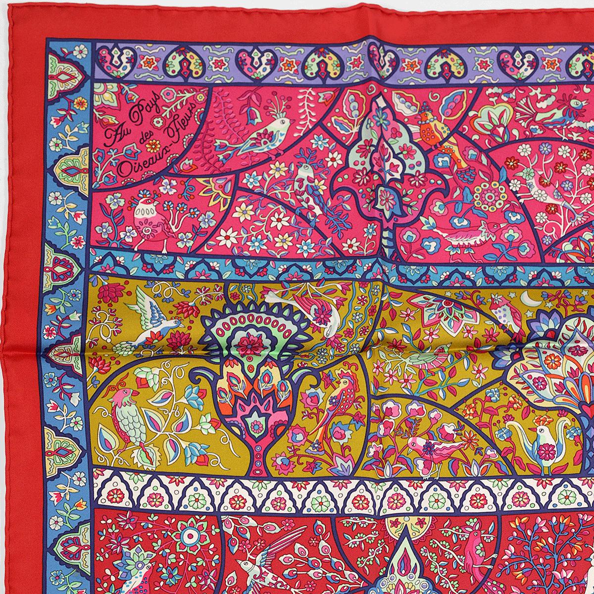 HERMES スカーフ Au Pays des Oiseaux Fleurs Hermes Scarf 