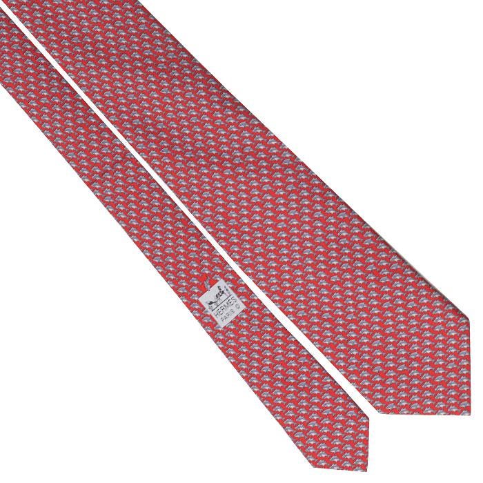 Hermes Men's Silk Tie Whimsical Sharks Pattern 606016 | Necktie Cravate