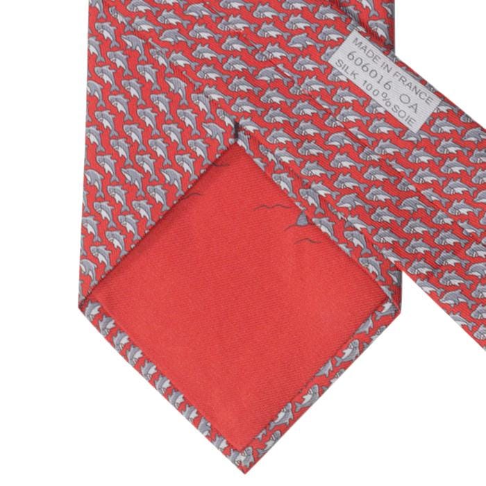 Hermes Men's Silk Tie Whimsical Sharks Pattern 606016 | Necktie Cravate