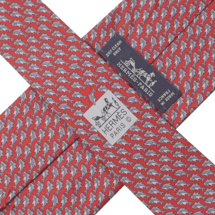 Hermes Men's Silk Tie Whimsical Sharks Pattern 606016 | Necktie Cravate