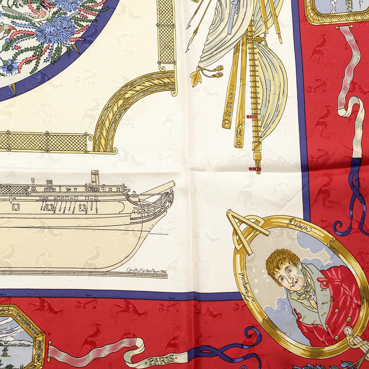 Hermes Scarf "Le Geographe" by Sandra Laroche Vintage 90cm Silk Jacquard | Carre Foulard