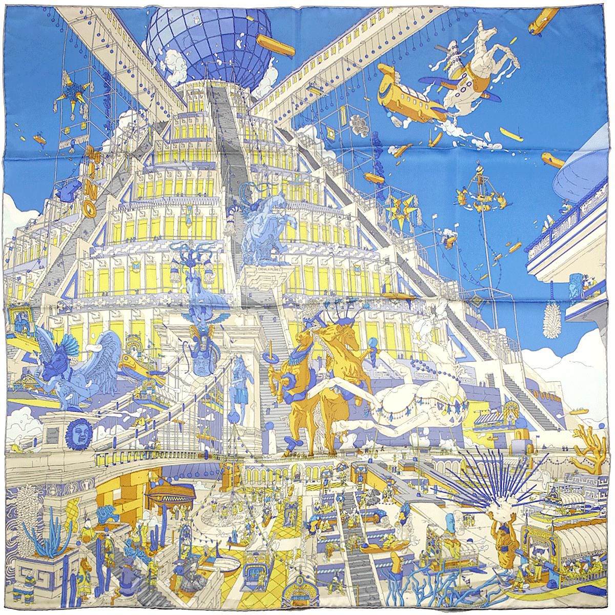 Hermes Scarf "Legende du Cheval a Plumes" by Ugo Gattoni 90cm Silk | Foulard Carre