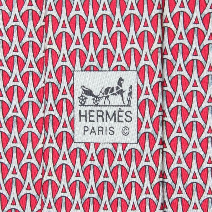 Hermes Men's Silk Tie Geometric Eiffel Tower Pattern 5265