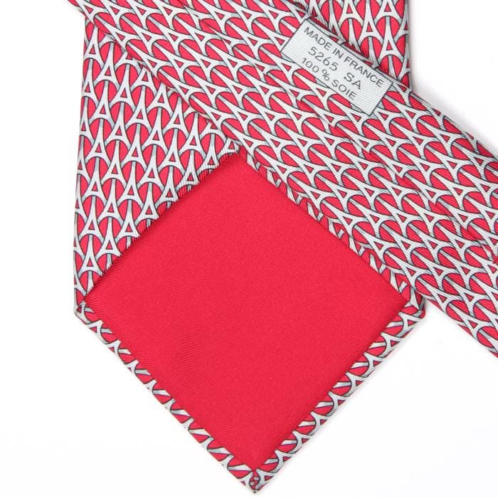 Hermes Men's Silk Tie Geometric Eiffel Tower Pattern 5265