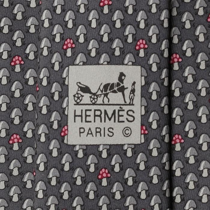 Hermes Men's Silk Tie Whimsical Mushrooms Pattern 605842 | Necktie Cravate