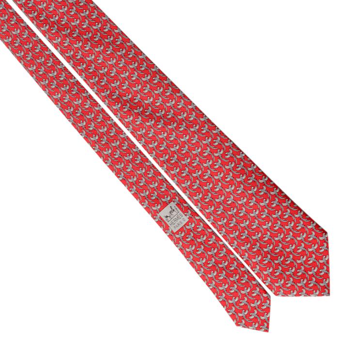 Hermes Men's Silk Tie Whimsical Parrots Pattern 605893 | Necktie Cravate