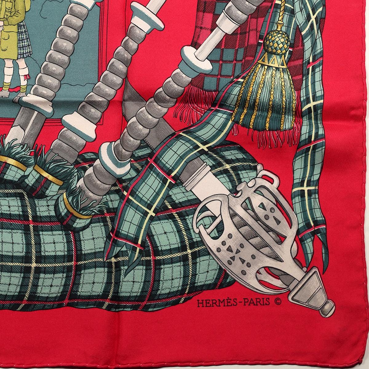HERMES SCARF Silk "Scotland" by Philippe Ledoux 90cm Carre 100% Auth