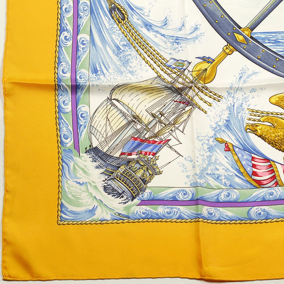 Hermes Scarf "Vive le Vent" by Laurence Bourthoumieux Vintage 90cm Silk | Carre Foulard
