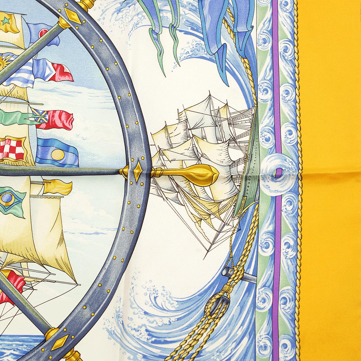 Hermes Scarf "Vive le Vent" by Laurence Bourthoumieux Vintage 90cm Silk | Carre Foulard