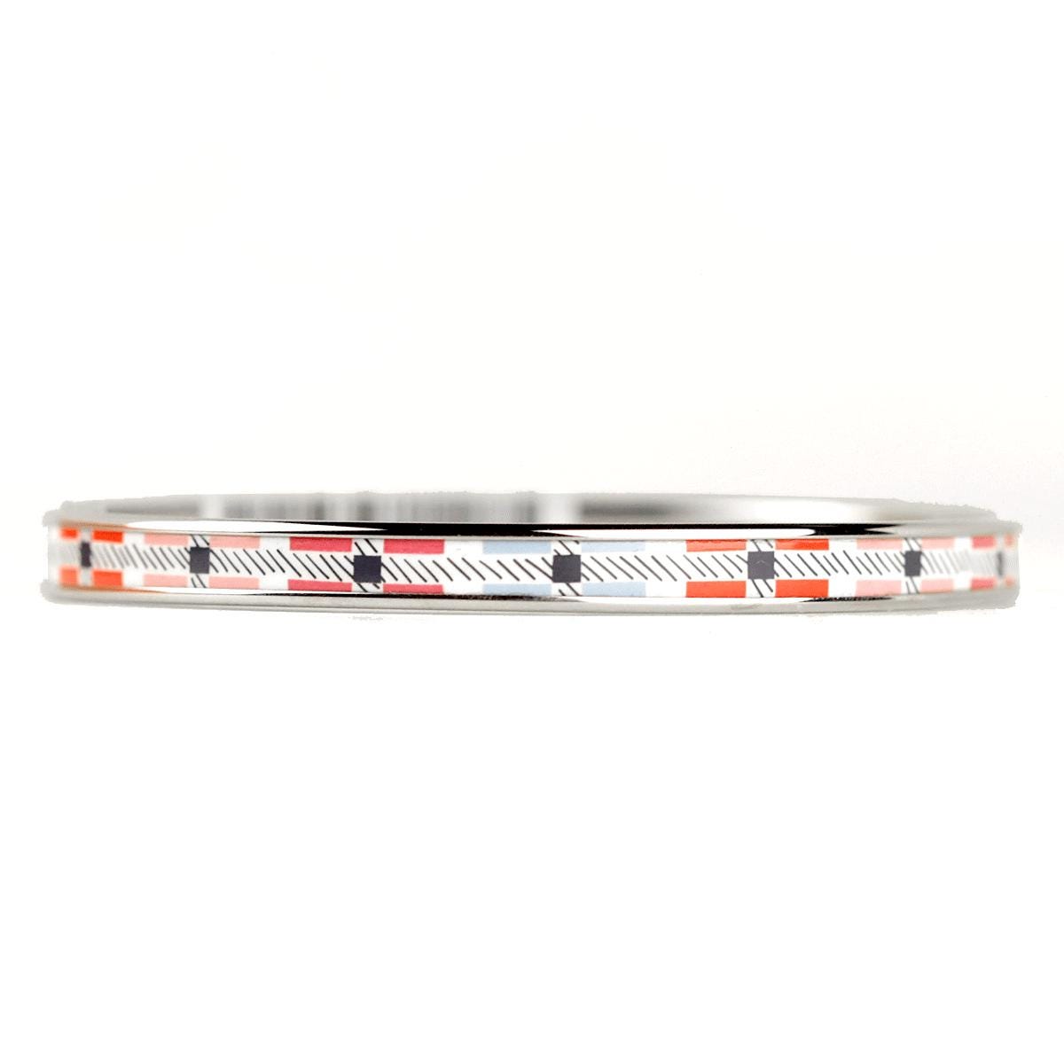 Hermes Bracelet Enamel Palladium Silver 65 Narrow | Bangle SHW