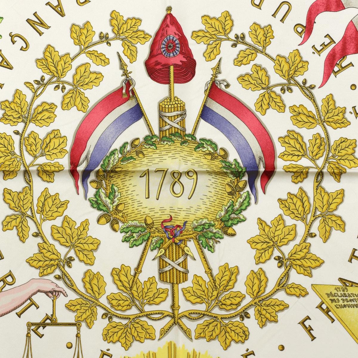 Hermes Scarf "1789 Liberte Egalite Fraternite" by Joachim Metz Vintage 90cm Silk | Carre Foulard