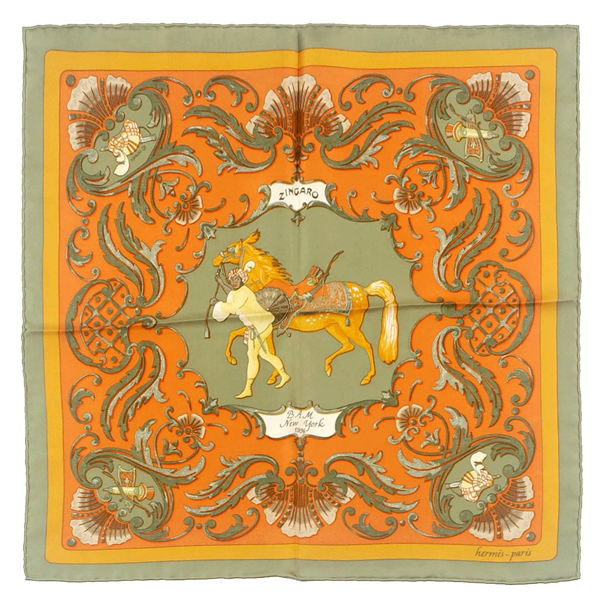 Hermes Scarf 45cm "Zingaro" by Christiane Vauzelles Silk Gavroche | LTD Ed. for Brooklyn Academy of Music