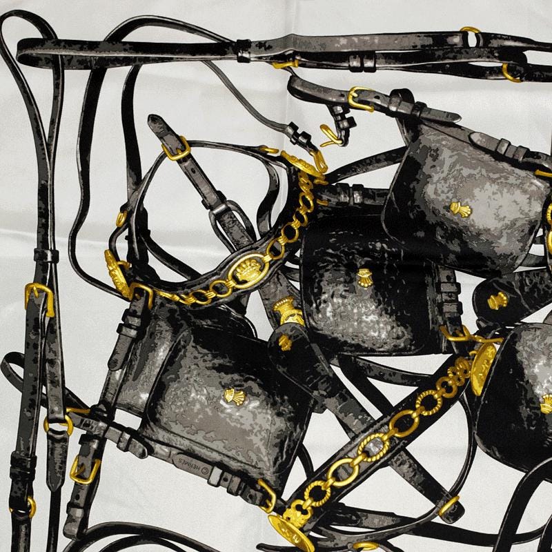 Hermes Scarf "Brides Rebelles" by Benoit Pierre Emery 90cm Silk