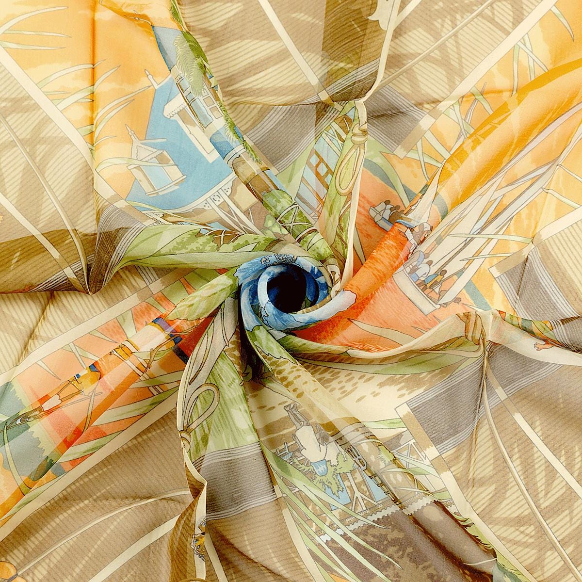 Hermes Scarf Mousseline "Varangues" by Dimitri Rybaltchenko 90cm Silk | Carre Foulard Chiffon