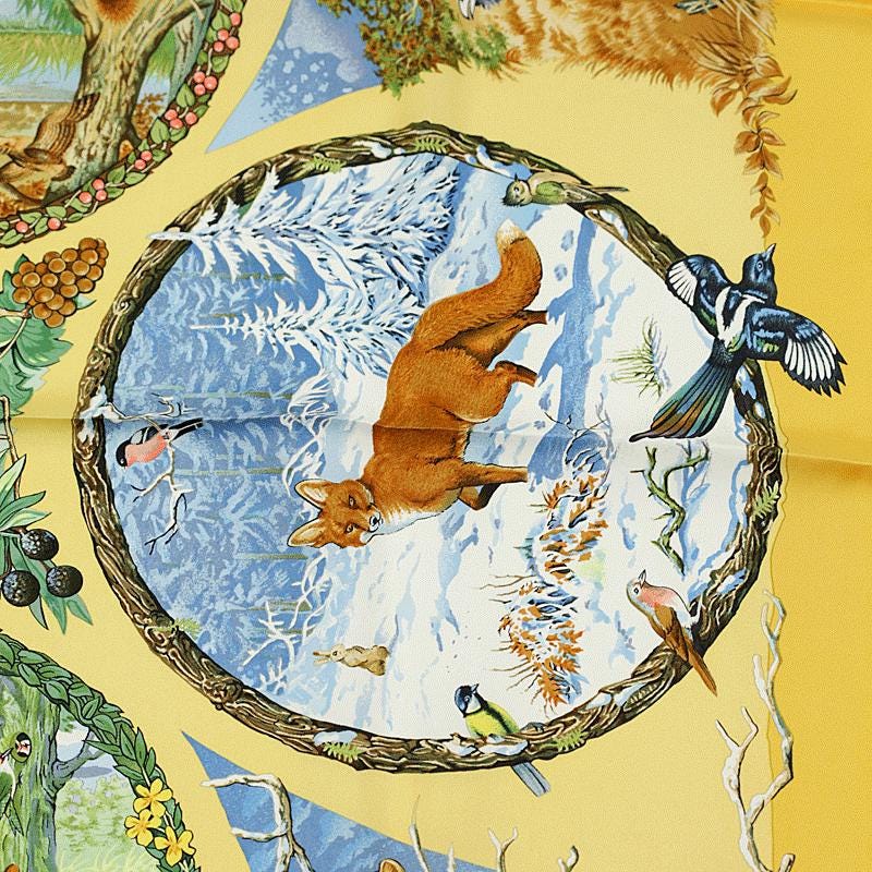Hermes Scarf "Les Quatre Saisons" by Robert Dallet 90cm Silk | Carre Foulard