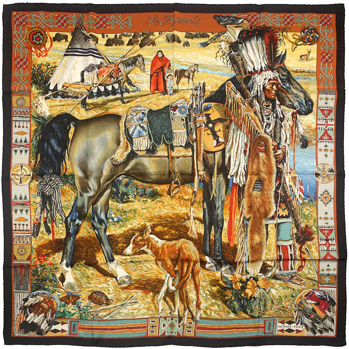 Hermes Scarf "Les Cheyennes" by Kermit Oliver 90cm Silk | Carre Foulard