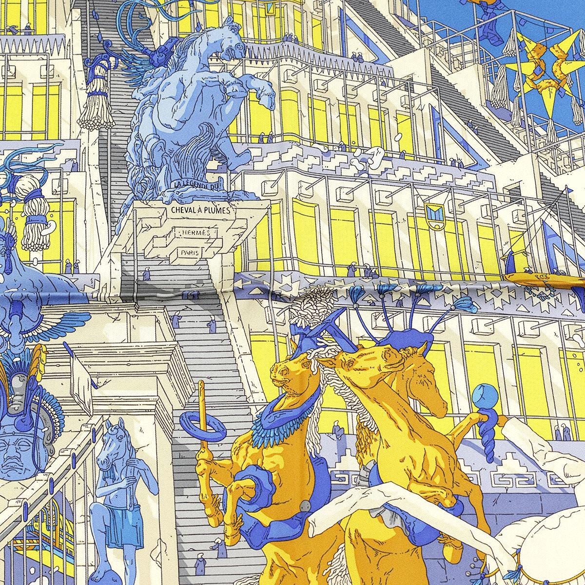 エルメス LA LEGENDE DU CHEVAL A PLUMESカレスカーフ Hermes Scarf 