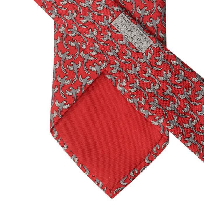 Hermes Men's Silk Tie Whimsical Parrots Pattern 605893 | Necktie Cravate
