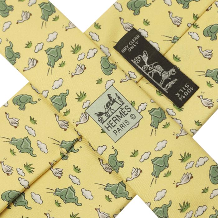 Hermes Men's Silk Tie Whimsical Flying Elephants Pattern 5268 | Necktie Cravate