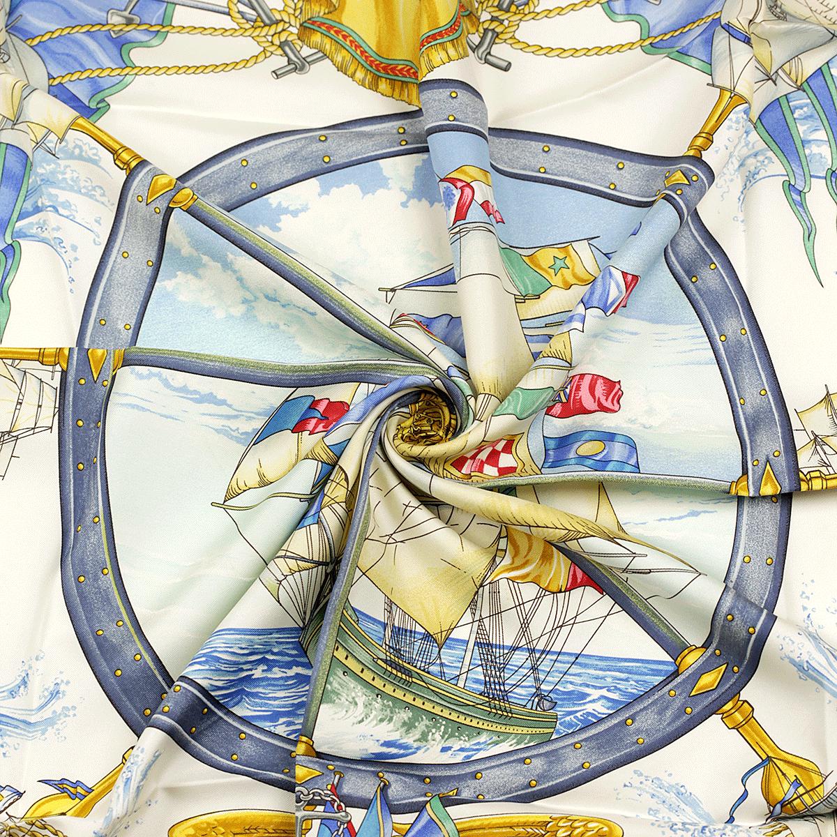 Hermes Scarf "Vive le Vent" by Laurence Bourthoumieux Vintage 90cm Silk | Carre Foulard