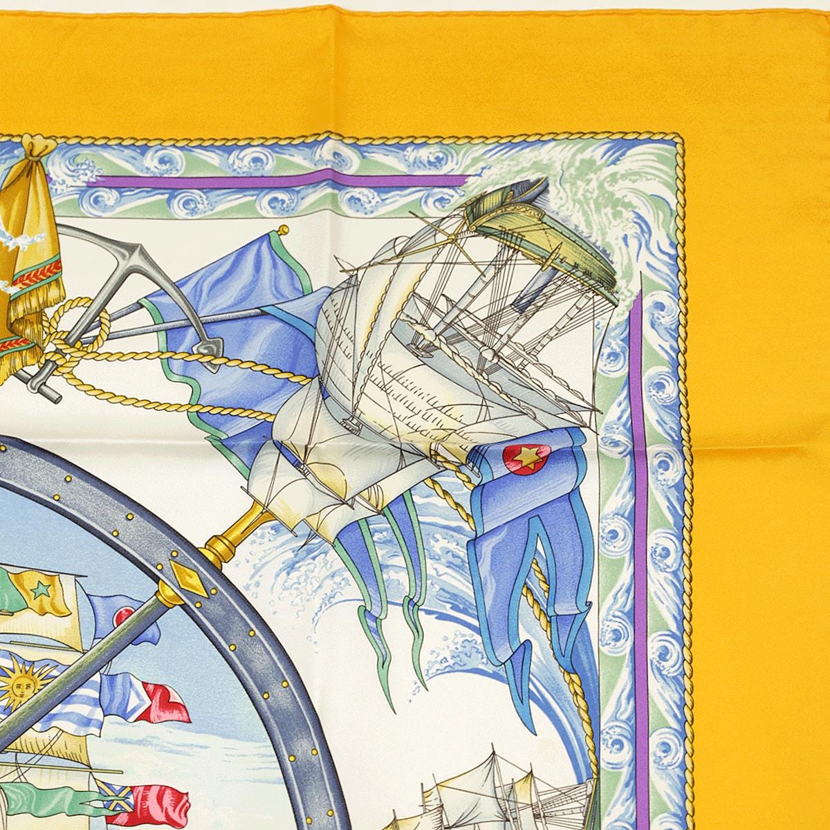 Hermes Scarf "Vive le Vent" by Laurence Bourthoumieux Vintage 90cm Silk | Carre Foulard