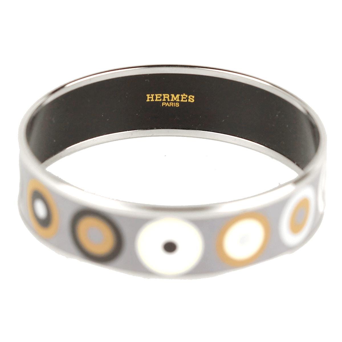 Hermes Bracelet 70 Wide Enamel Palladium Silver | Bangle SHW